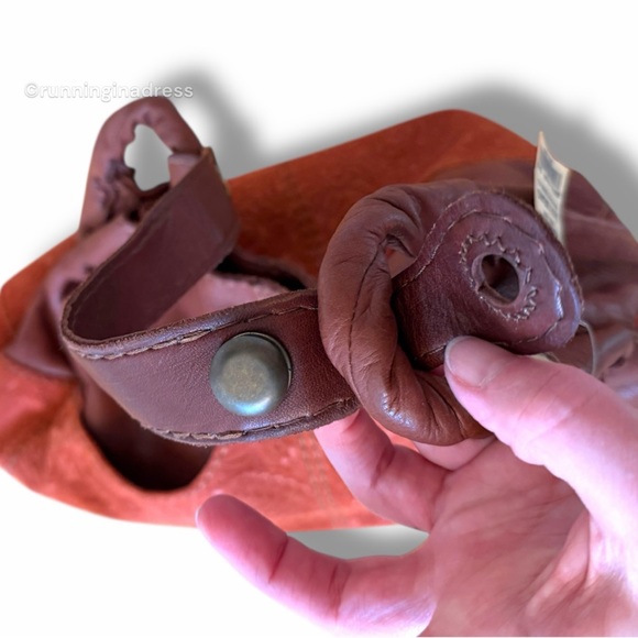 NWT Deadstock Lucky Brand Vintage Y2K Suede Leather Hobo Bag In Brown Rust RARE - Picture 13 of 15